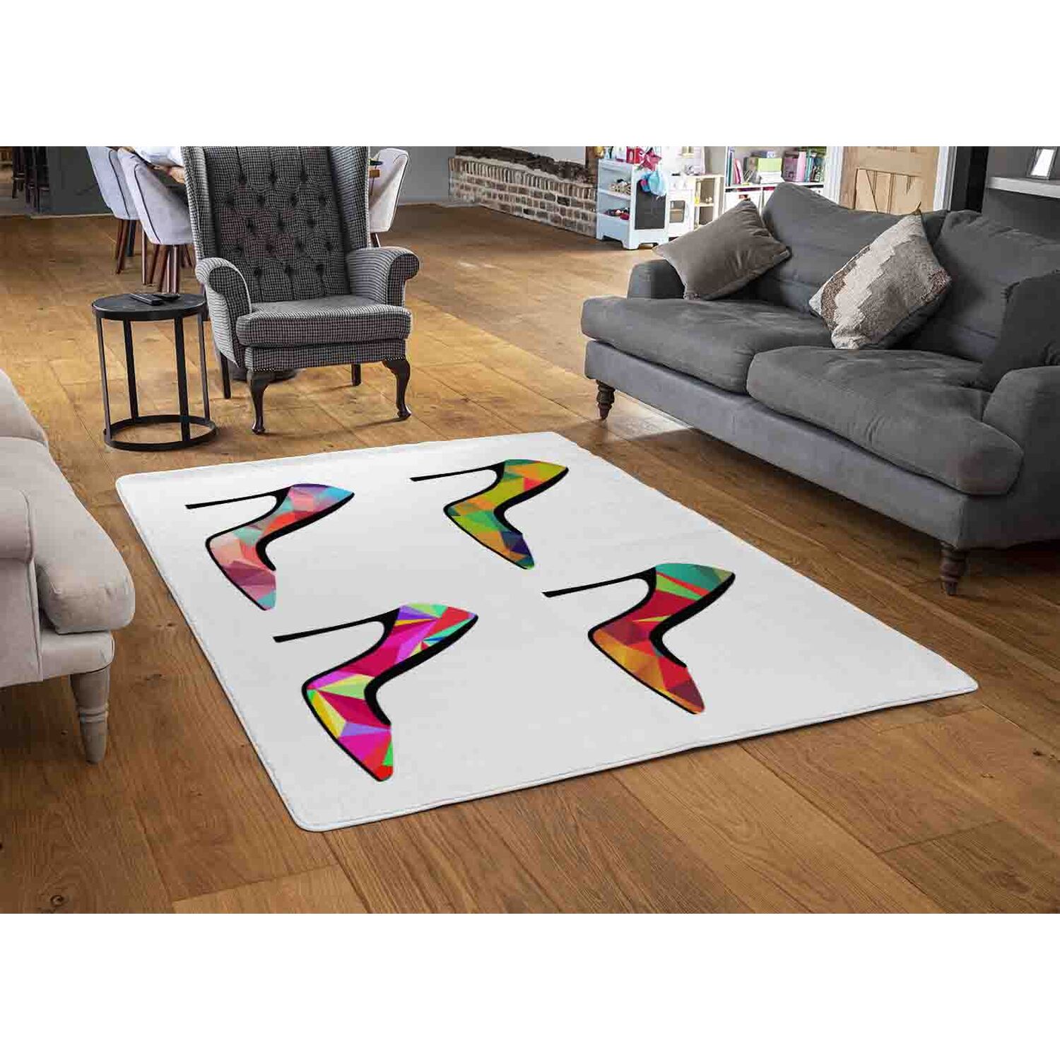 Geometric High Heels Rug - White / 150cm thumbnail