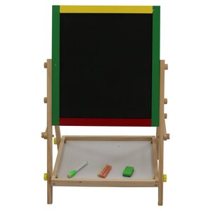 Adjustable Children Kids 2-in-1 Wooden Easel Black White Board