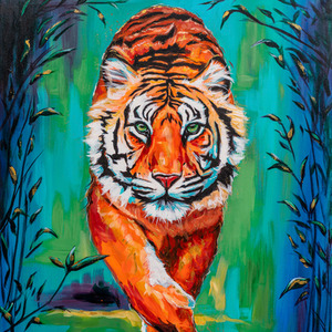 'Wisdom' Tiger Art Print Wrapped on Canvas