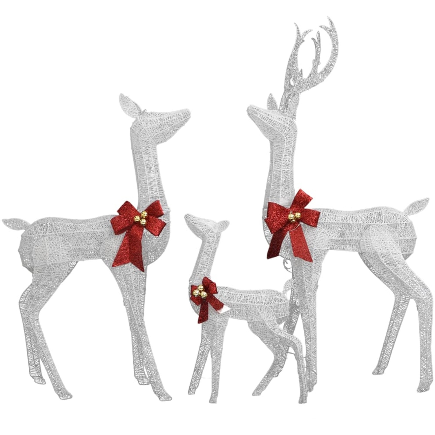Image of Christmas Reindeer Family Set of Three 200 LED Decorations - Silver