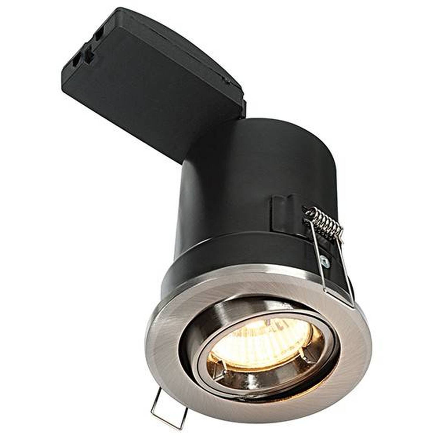 Shieldplus Fire Rated Recessed Tilt Downlight Satin Nickel Plate, GU10 - Satin Nickel