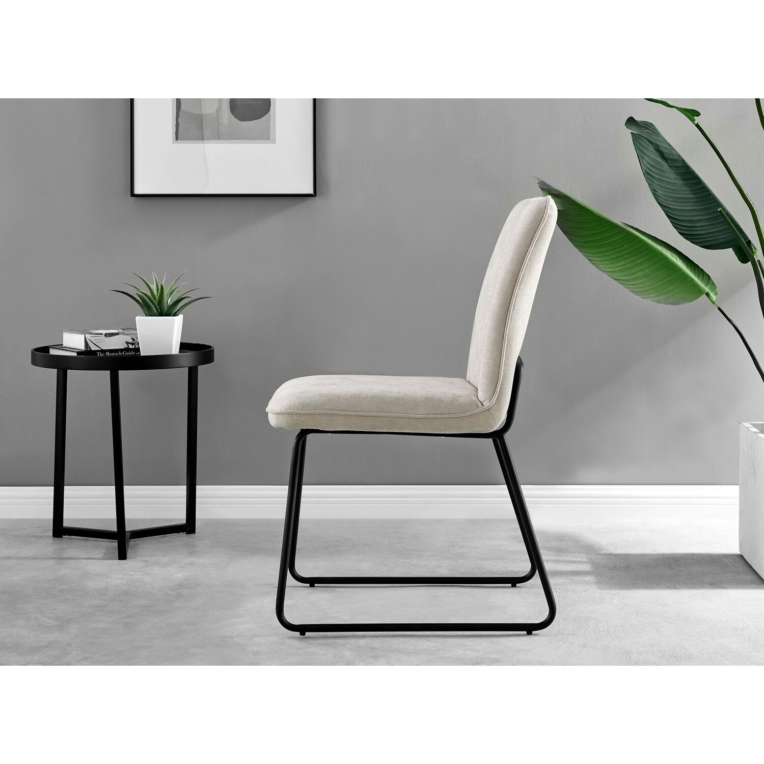 Novara Gold Leg 120cm Round Glass Dining Table And 6 Halle Chairs - Beige