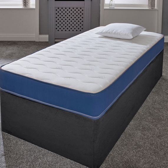 Cooltouch Essentials Wave 18cm Deep Dark Blue Quilted Hybrid Spring Mattress
