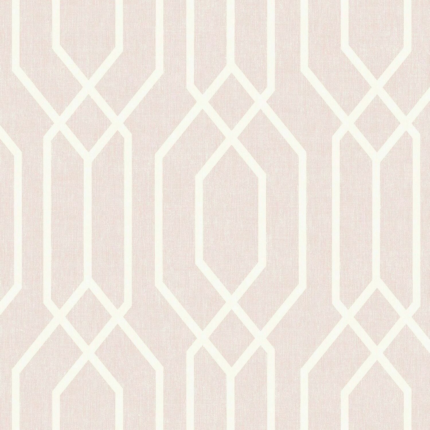 Arthouse Geometric Blush Pastel Pink White Diamond Geo Lattice Wallpaper 908208 - Silver