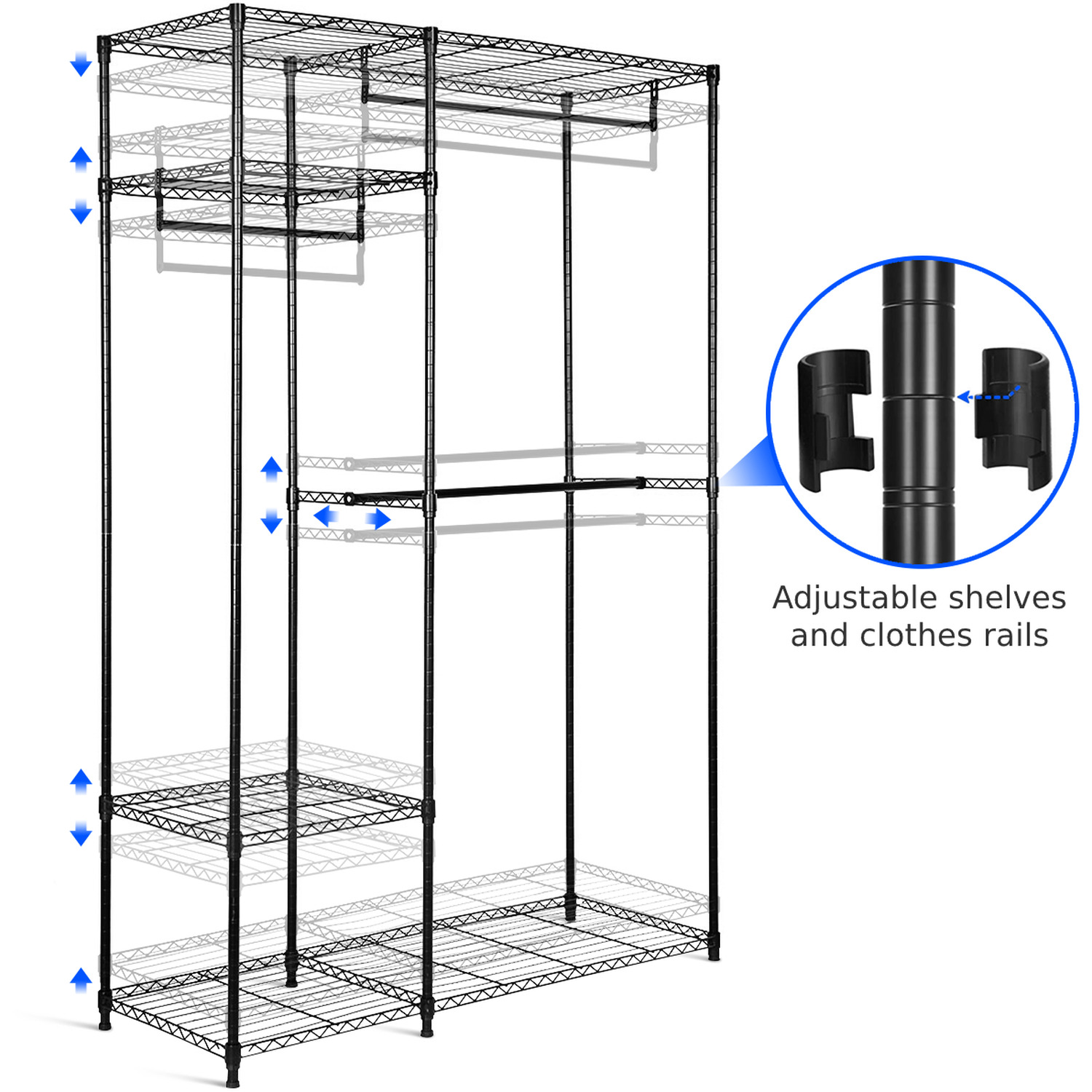 Costway Height-adjustable Clothes Rack-Black