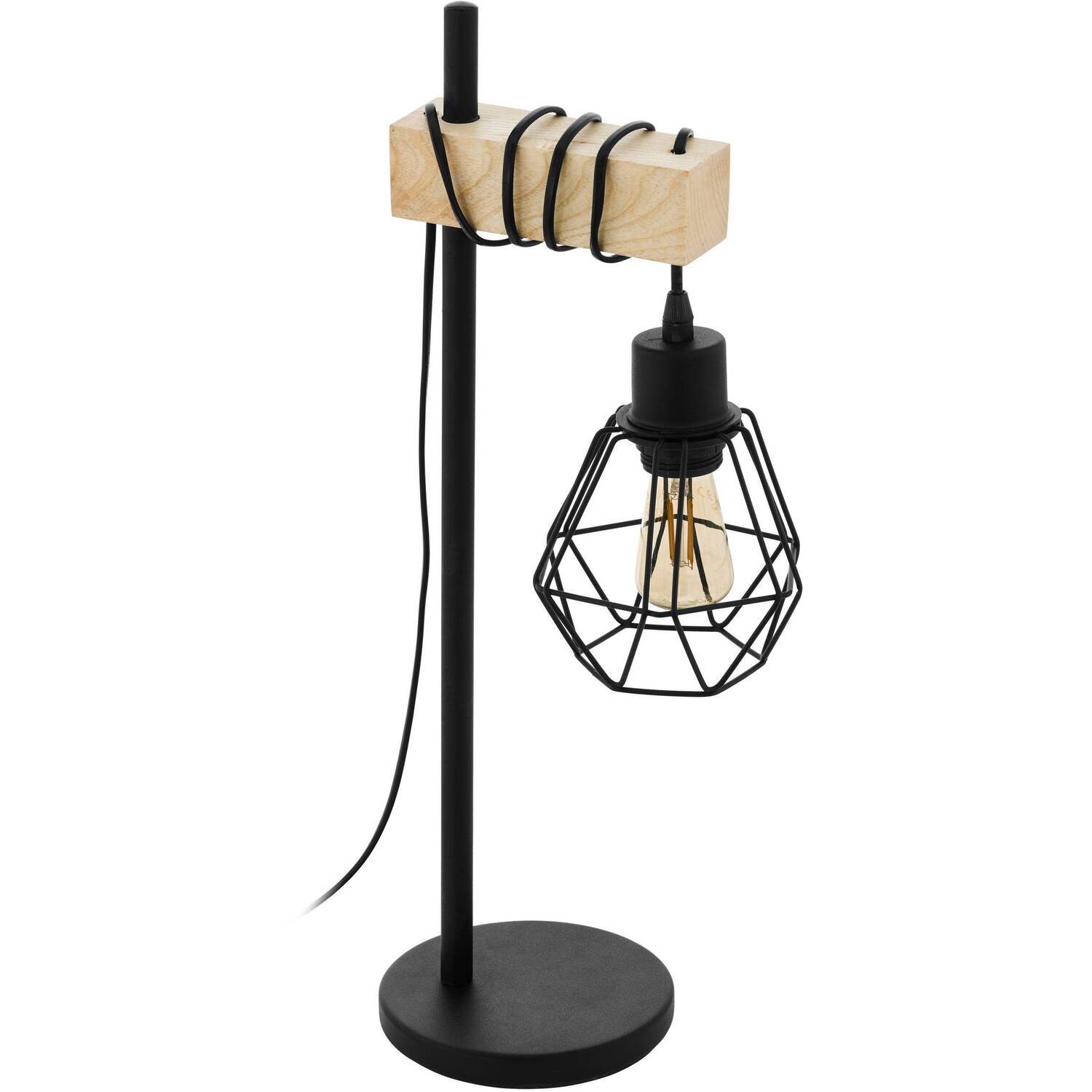 Image of EGLO Townshend 5 BlackOak Table Lamp&hellip;