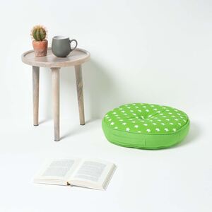 Homescapes Green Stars Childrens Round Floor Cushion