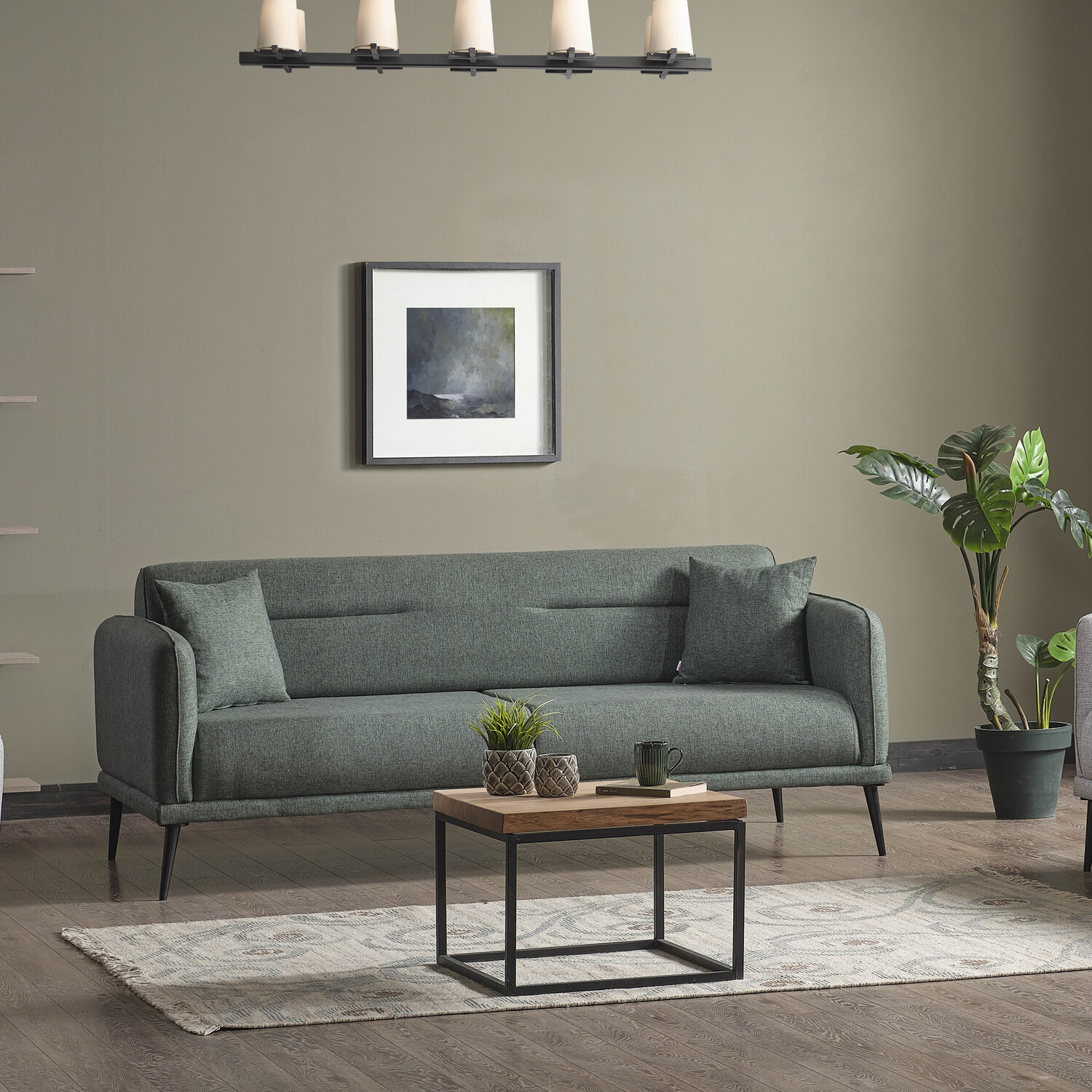 Saypera - Izel Loft Three Seater Sofa - Green thumbnail