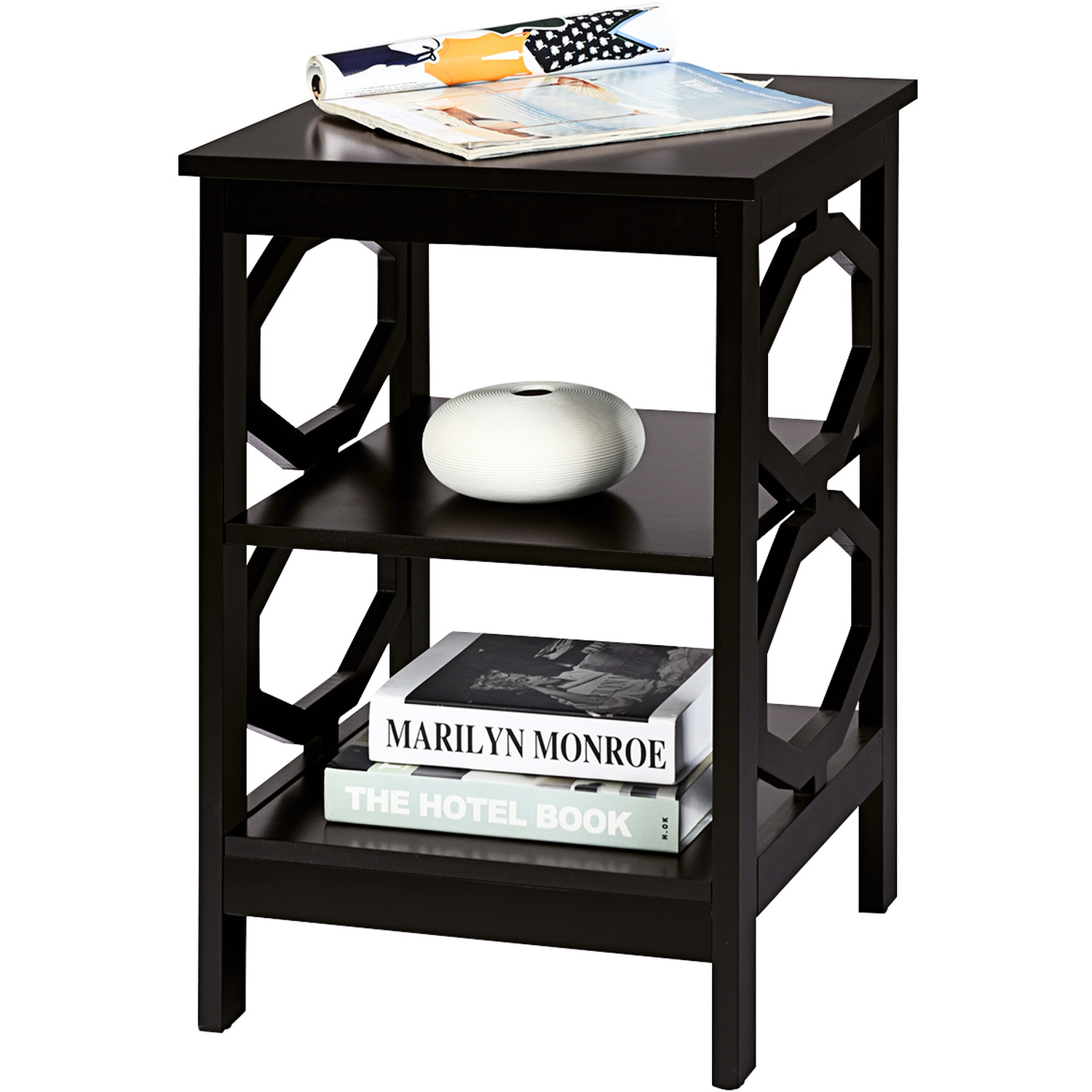 3-tier Sofa Bedside Table End Table - Brown