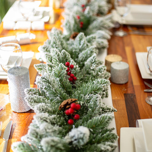 9ft Artificial Snow Flocked Garland with Pinecones and Berries