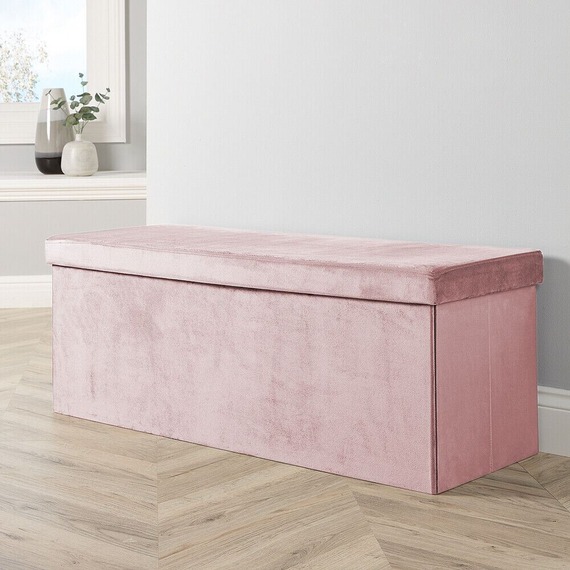 Home Source Folding Ottoman Blush Extra Large