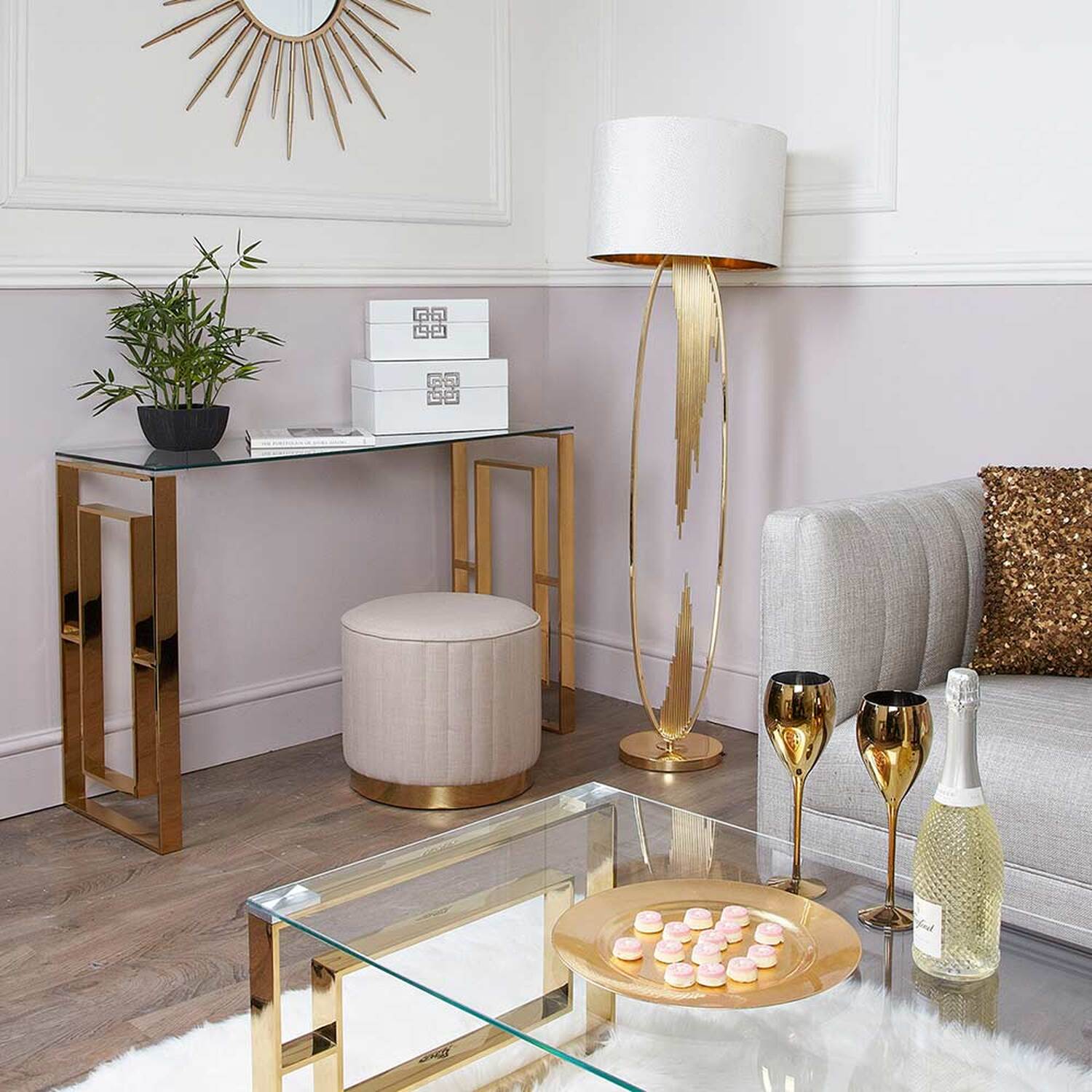Wide Console Table For Hallway Living Room - Luxury Gold