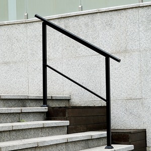 Outdoor Adjustable Black Steel Handrail 1-4 Steps Stairs Rail