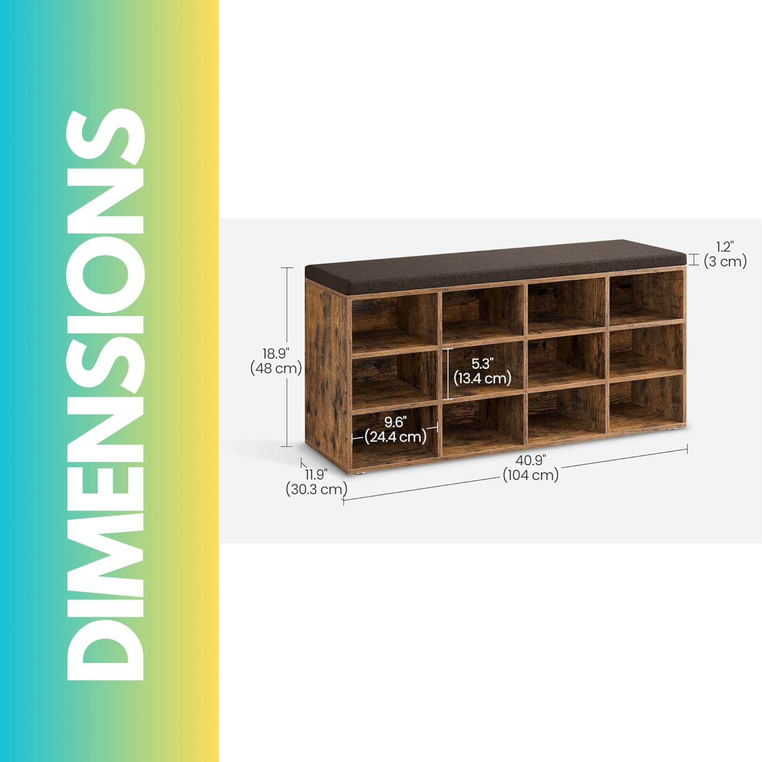 91CM Wide Shoe Storage Bench With Cushioned Seat Drawer