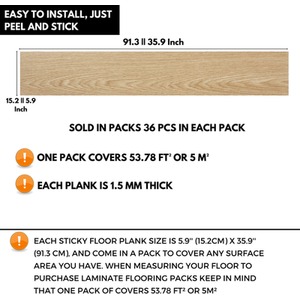 Natural Self-Adhesive Floor Planks Pack of 36 Vinyl Flooring  shot 5717969