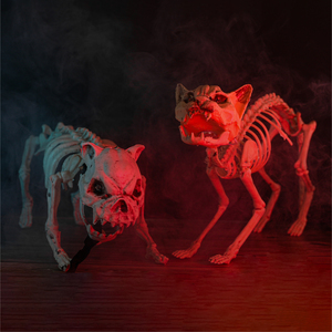 Animatronic Skeleton Cat Halloween Decoration with Light up Eyes  Sound FX