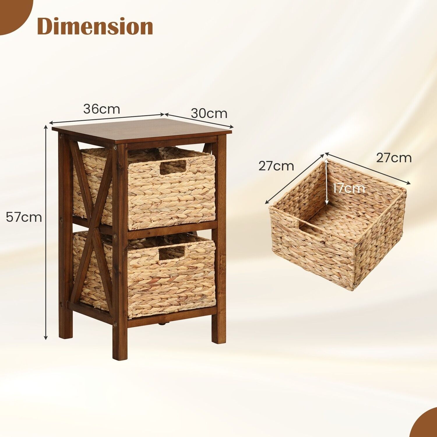 Narrow Nightstand Sofa Side Table - Walnut