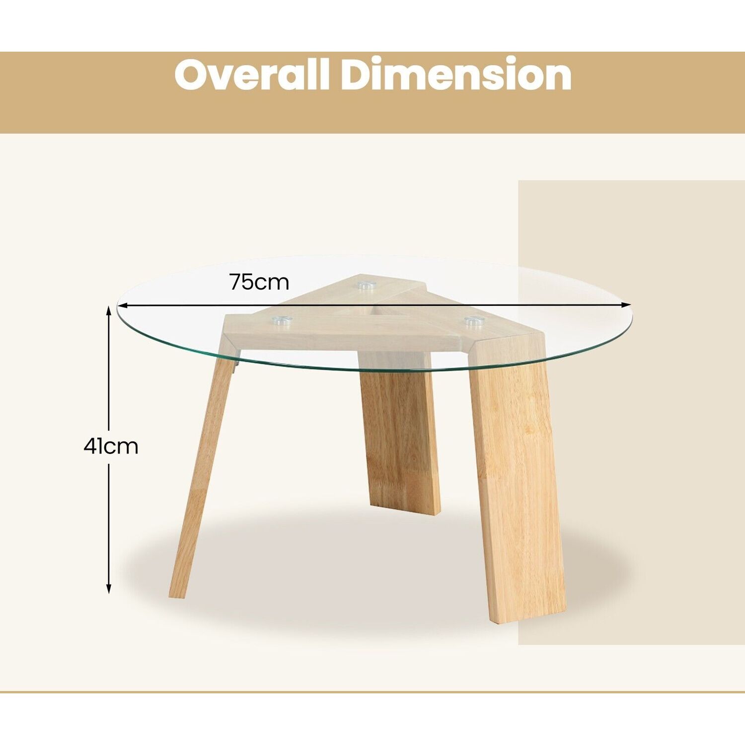 Coffee Table Tempered Glass Cocktail Center Table - Brown