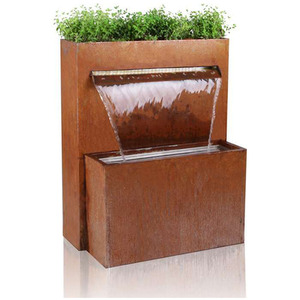 Langley Corten Steel Planter and Blade Water Feature with LEDs
