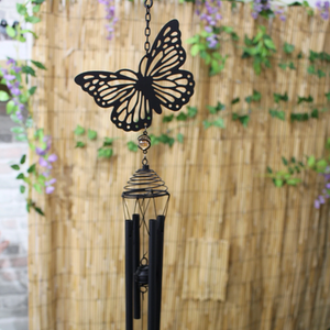 Silhouette Butterfly Wind Chime - Black
