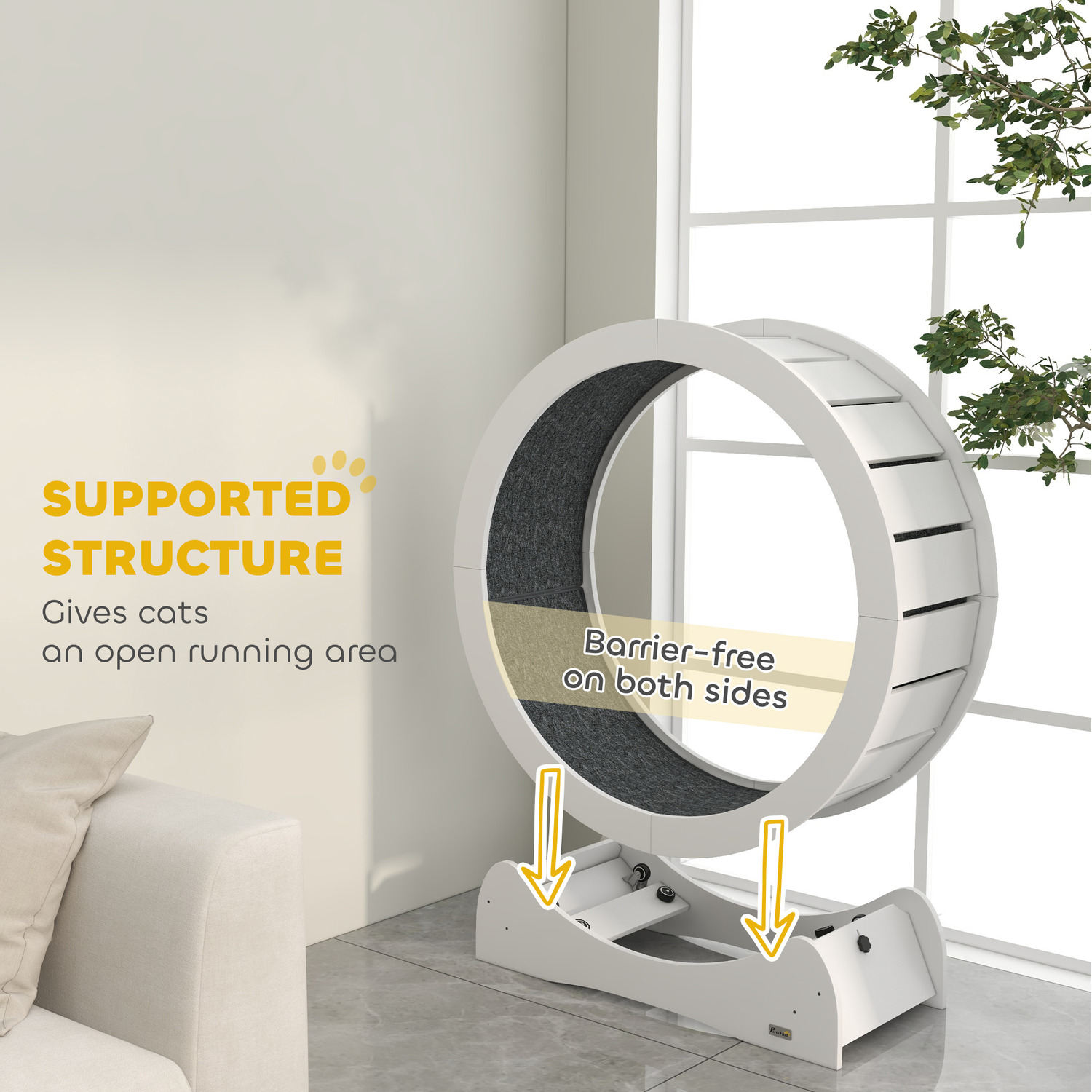 thumbnail image 2 of ZephyPaws Cat Exercise Wheel With Pedometer, 41 In Cat Running Wheel Brake Carpeted Runway Silent Roller Carpeted Runway Kitty S Fitness Weight Indoor 2 of 11