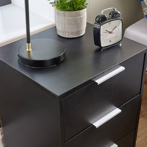 Black Home Source Phoenix 3 Drawer Bedside  shot 6115029