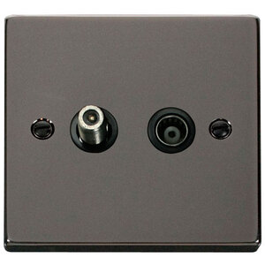 Black Nickel Satellite  Coaxial Socket 1 Gang