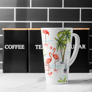 Flamingo  Palm Trees Latte Mug