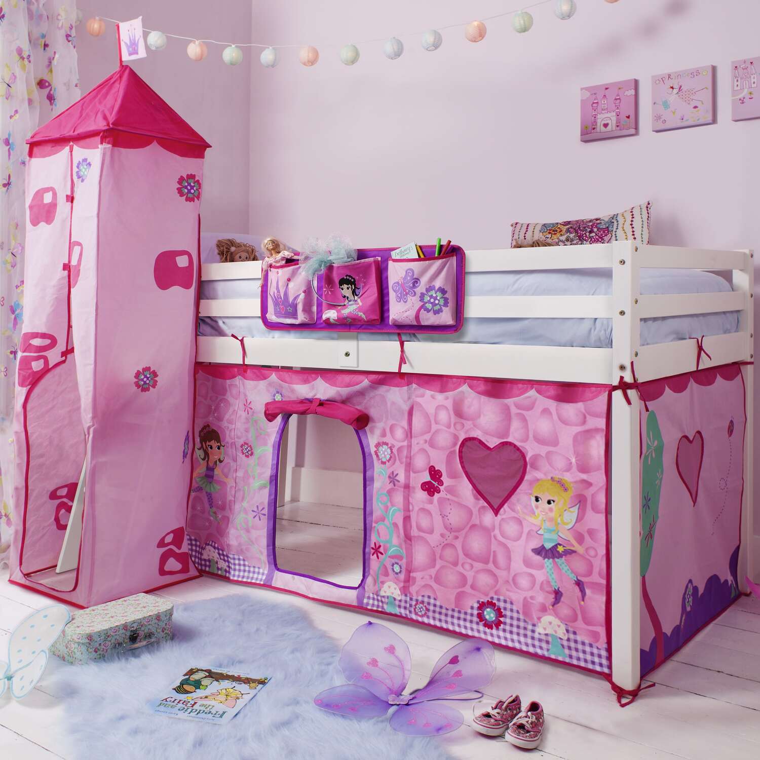 Moro Cabin Bed Midsleeper With Fairies Package - White Fairies Midsleeper Bed