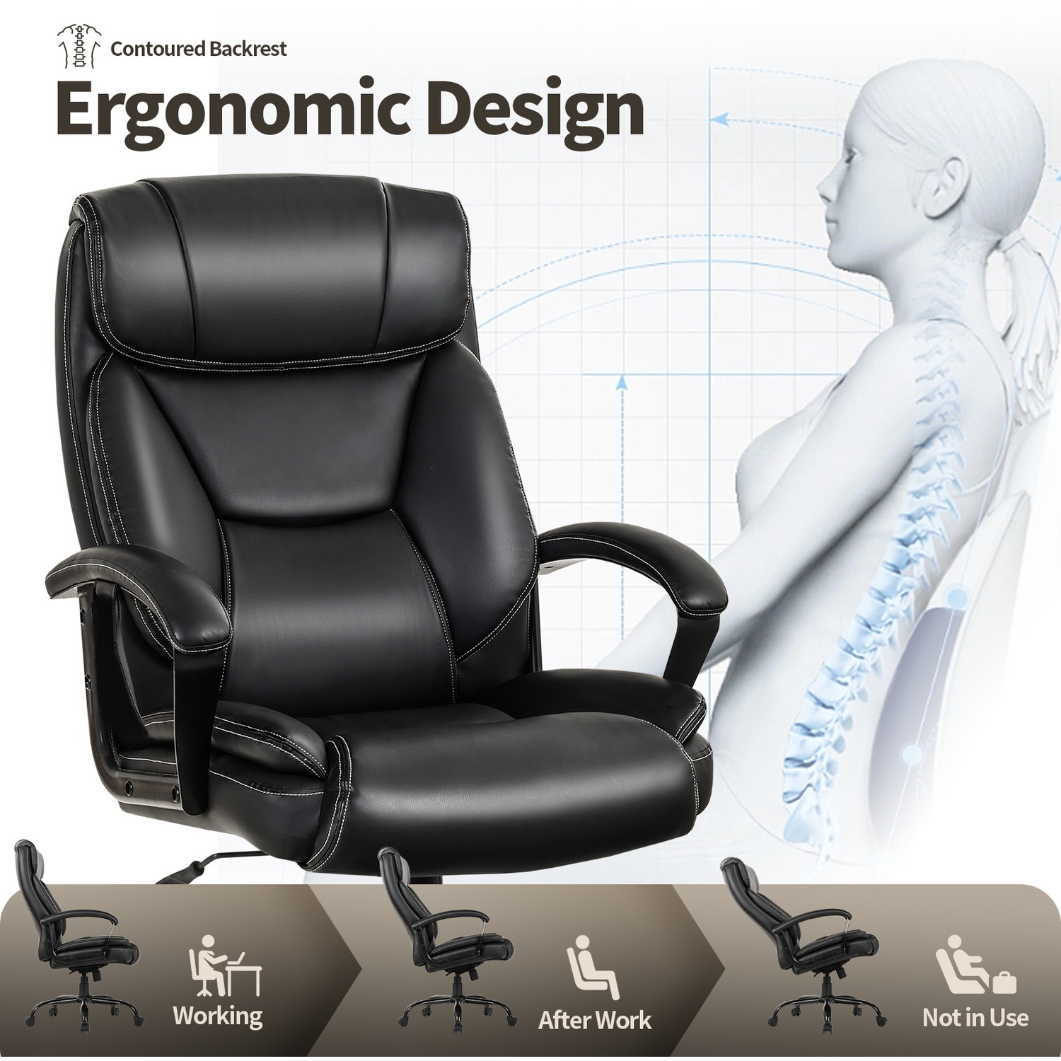 Height-adjustable Office Chair - Black