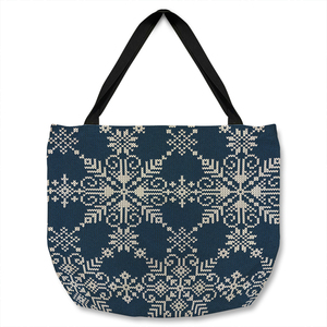Knitted Pattern Of White Snowflakes Dining Tote bag