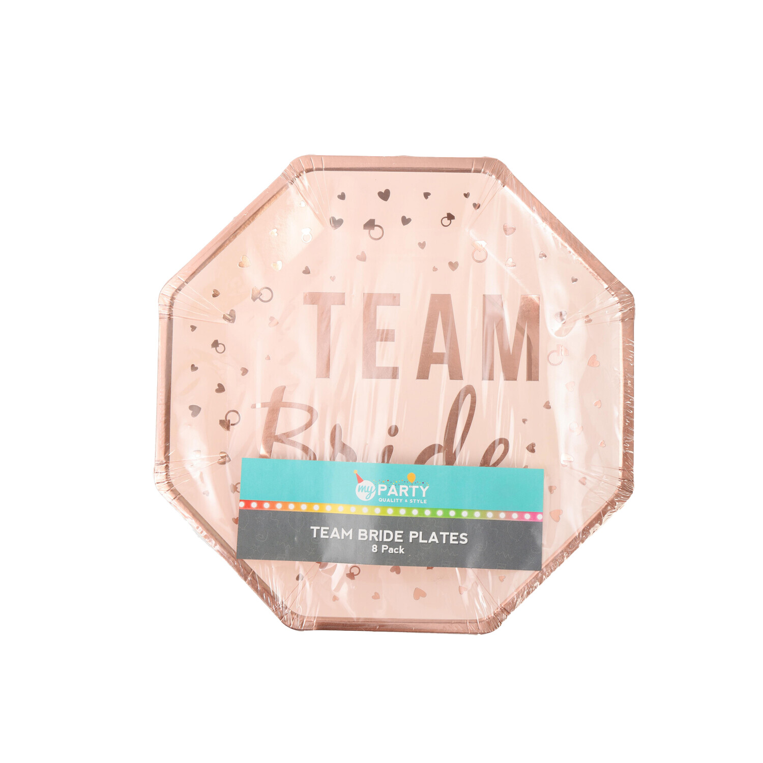 Pack of 8 Team Bride Rose Gold Plates