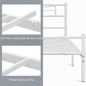 White / Double Metal Bed Frame with Cloud Design shot 7217631
