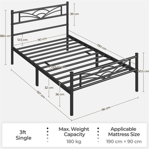 Black / Single Metal Bed Frame with Cloud Design shot 7278653