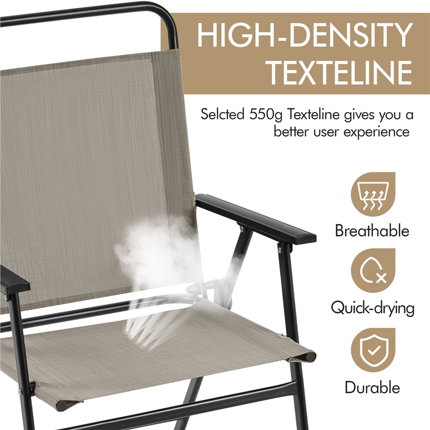 Folding Dining Chair Set For Garden Patio - Brown 17 8kg