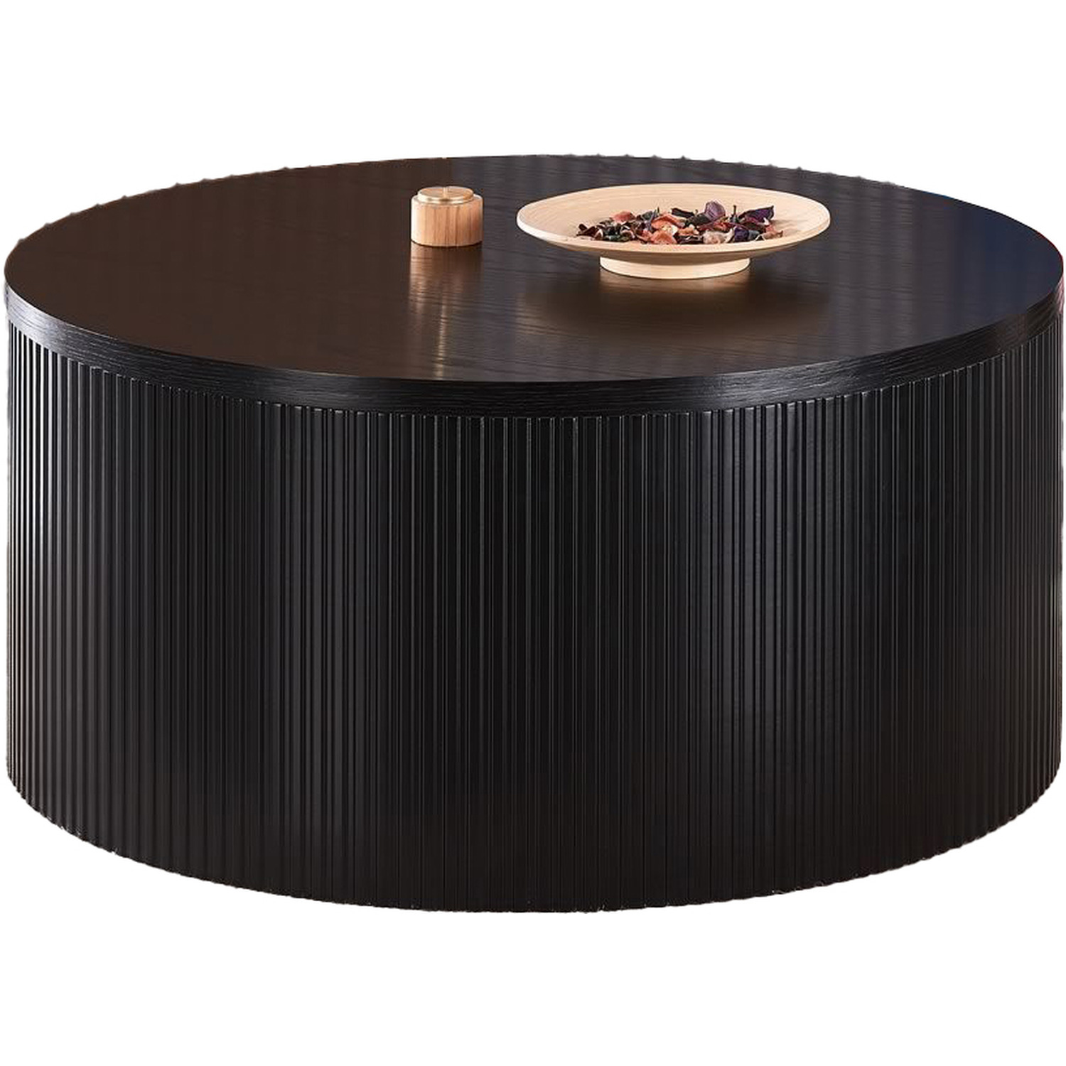 Sombra Round Wood Grain Effect Coffee Table - Black