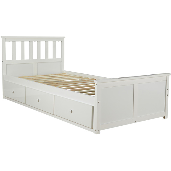 Florida Wooden Single Bed Frame with Three Deep Storage Drawers