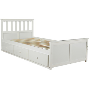 Florida Wooden Single Bed Frame with Three Deep Storage Drawers