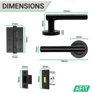 Matt Black / Black Olvera Door Handle Latch Pack Set shot 7706481