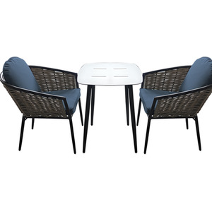 Dark Grey SHG Bolingbroke 2 Seat Aluminium Brown Wicker Rattan Bistro Table Set shot 7788361