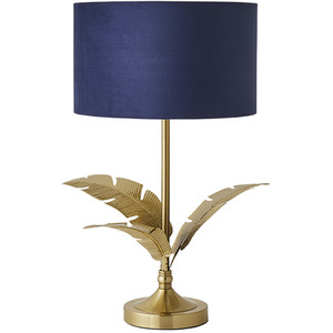 Christina Palm Leaf Table Lamp with Velvet and Metallic Shade