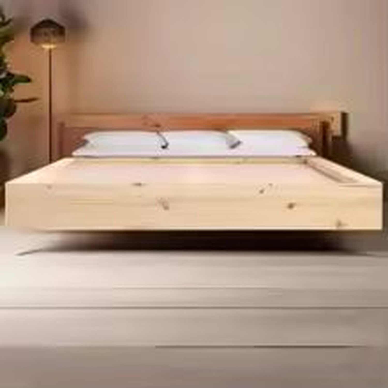 King Solid Wood Bed Frame Sturdy - Brown