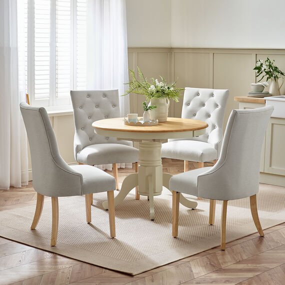 Padstow Wooden Extending Dining Table  4 Belgravia Chairs