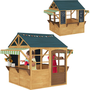 AIYAPLAY Wooden Foldable Playhouse Kids Compact Brown
