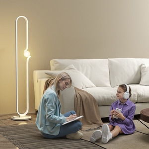 HOMCOM Dimmable LED Floor Lamp with Glass Night Light