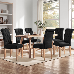 Black Set of 2 Classic Padded High Back Dining Chair shot 8097452