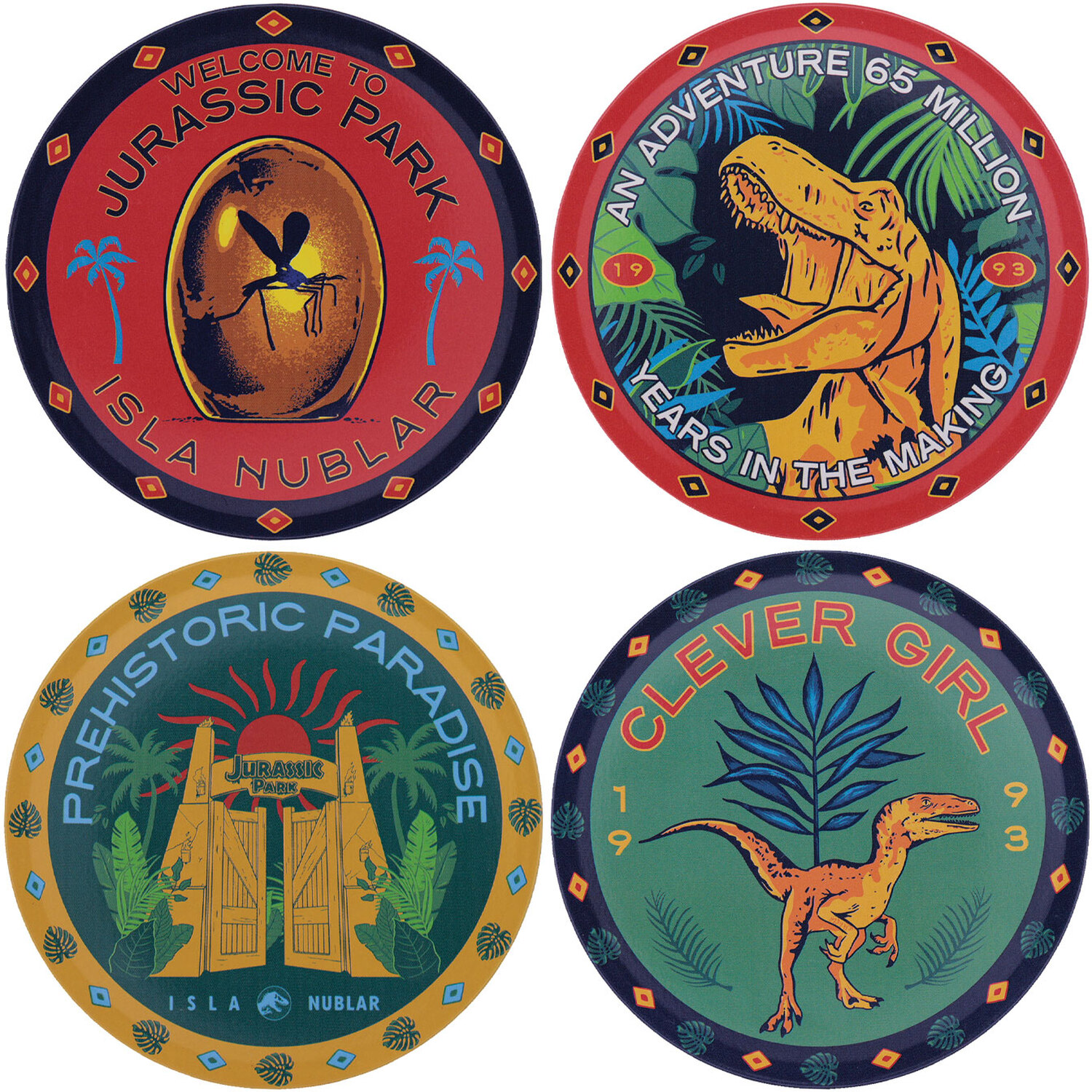 Image of Jurassic Park Set of 4 Printed&hellip;