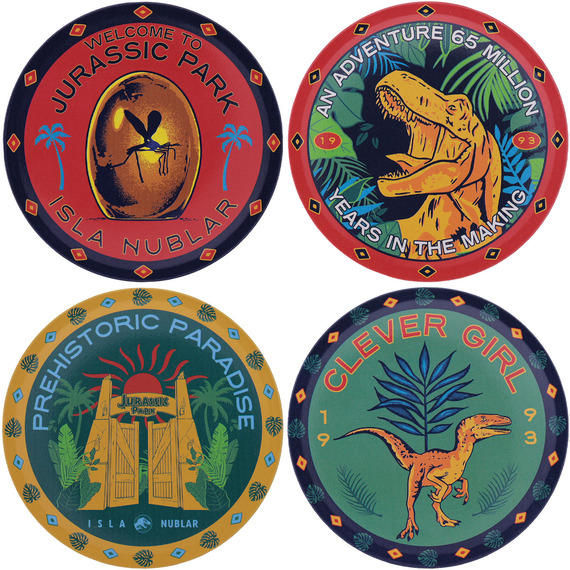 Jurassic Park Set of 4 Printed Metal Drinks Coasters