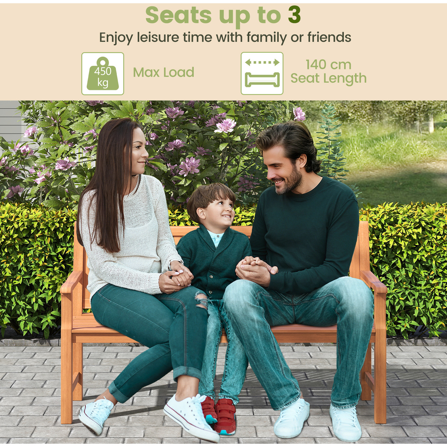 3-person Seating Garden Bench - Brown