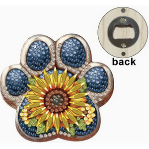Floral Paw Diamond Art Bottle Opener Craft Kit